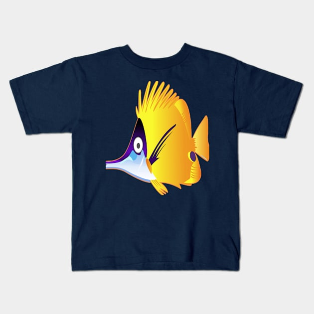 Yellow fish fish color Kids T-Shirt by Lebihanto